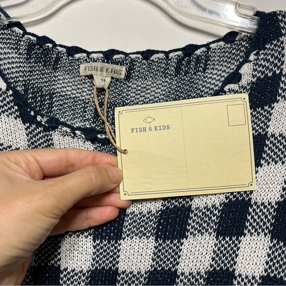Fish & Kids Vichy Gingham Knit Dress in Blue and White M NWT - Picture 7 of 15